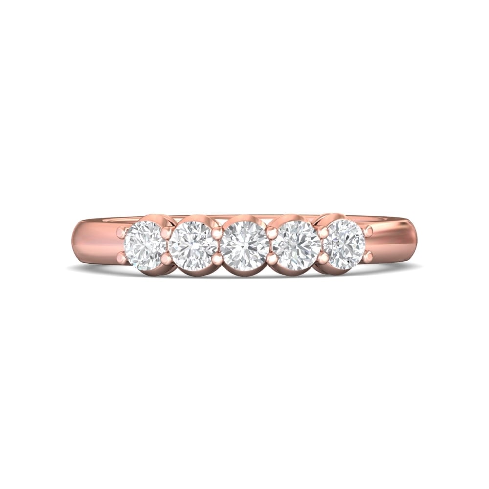 FlyerFit® 18K Pink Gold Shared Prong Wedding Band