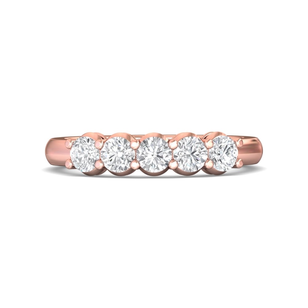 FlyerFit® 18K Pink Gold Shared Prong Wedding Band