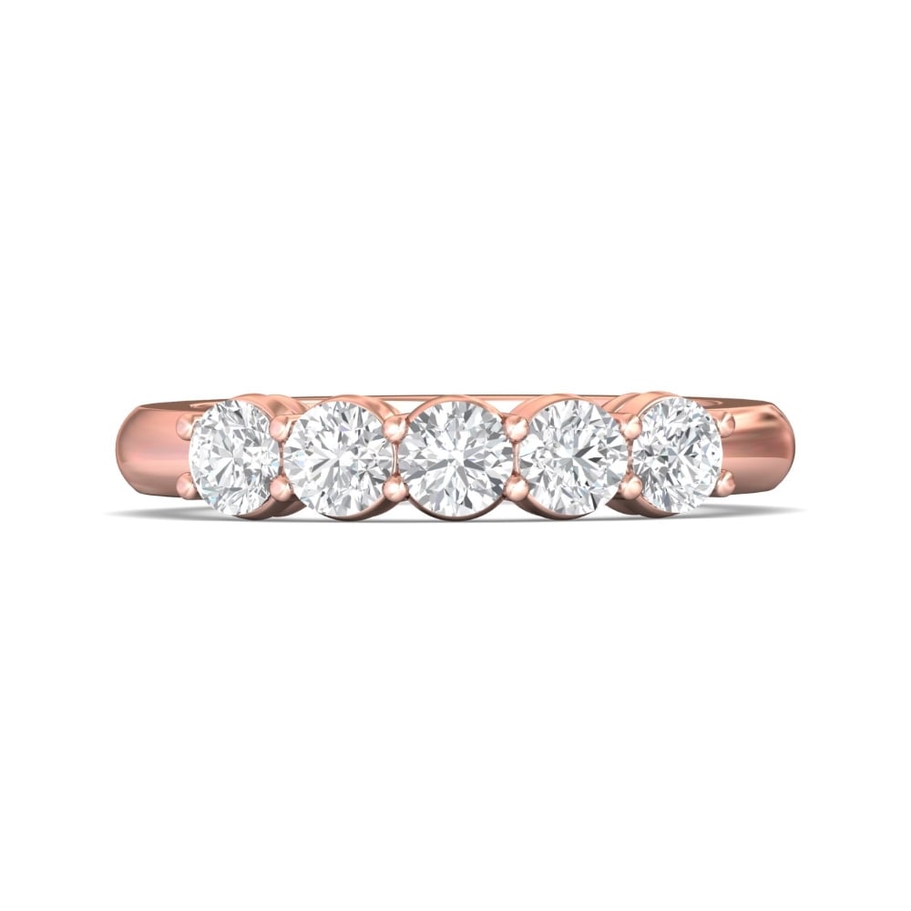 FlyerFit® 14K Pink Gold Shared Prong Wedding Band