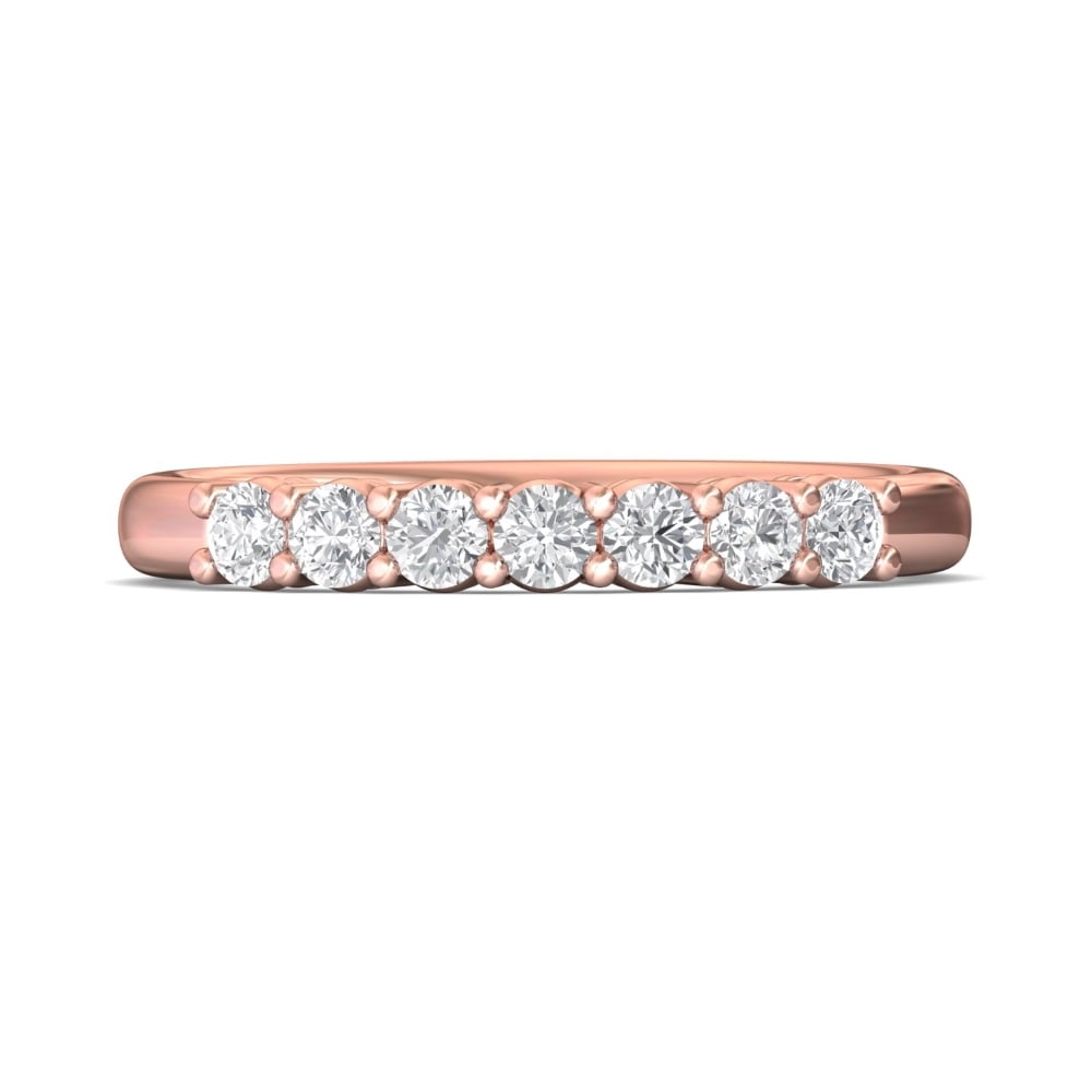 FlyerFit® 18K Pink Gold Shared Prong Wedding Band