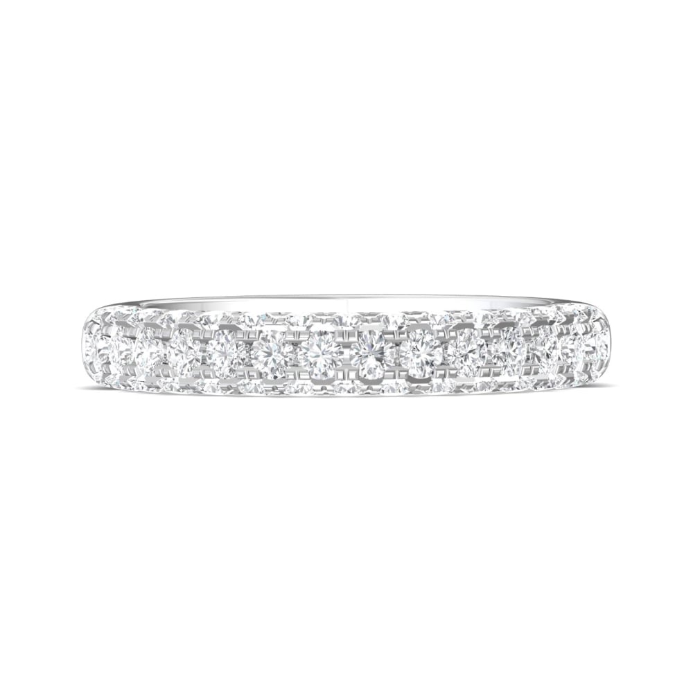 FlyerFit® 14K White Gold Micropave Wedding Band