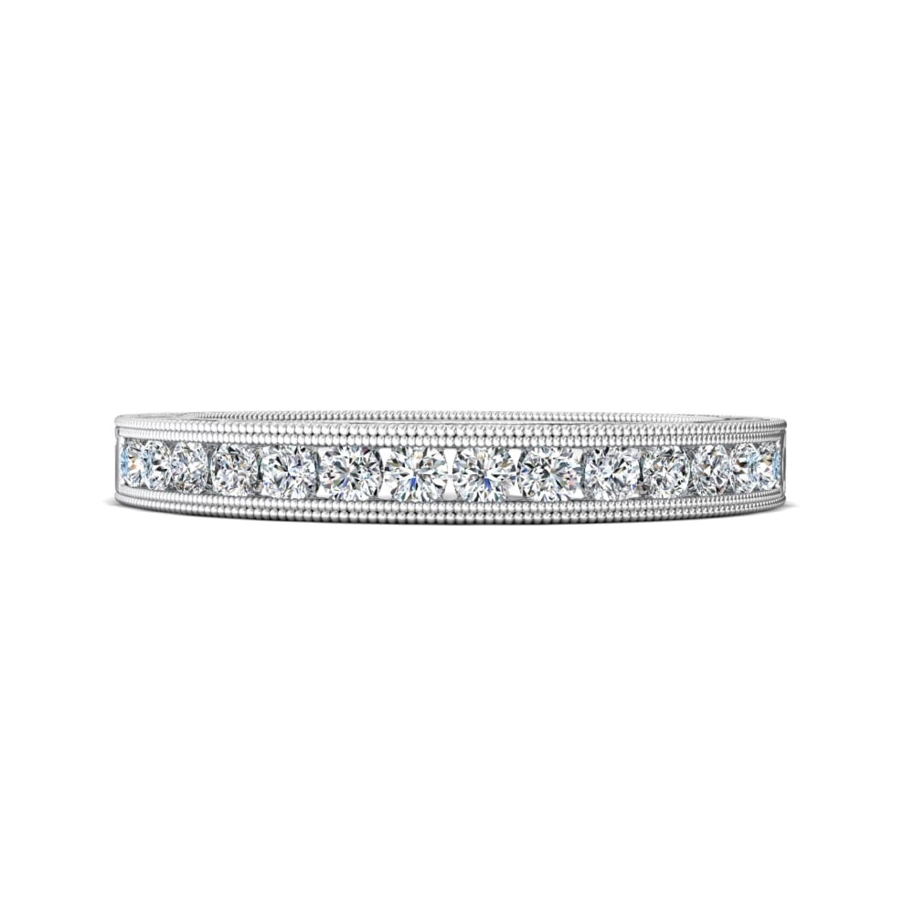 FlyerFit® 18K White Gold Vintage Wedding Band