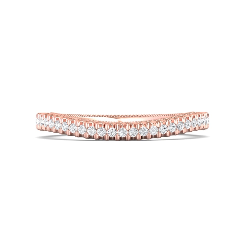 FlyerFit® 18K Pink Gold Micropave Cutdown Wedding Band