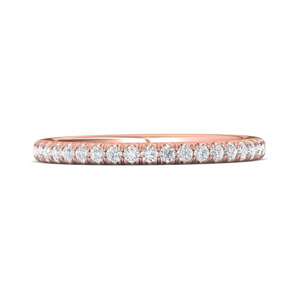 FlyerFit® 18K Pink Gold Micropave Cutdown Wedding Band