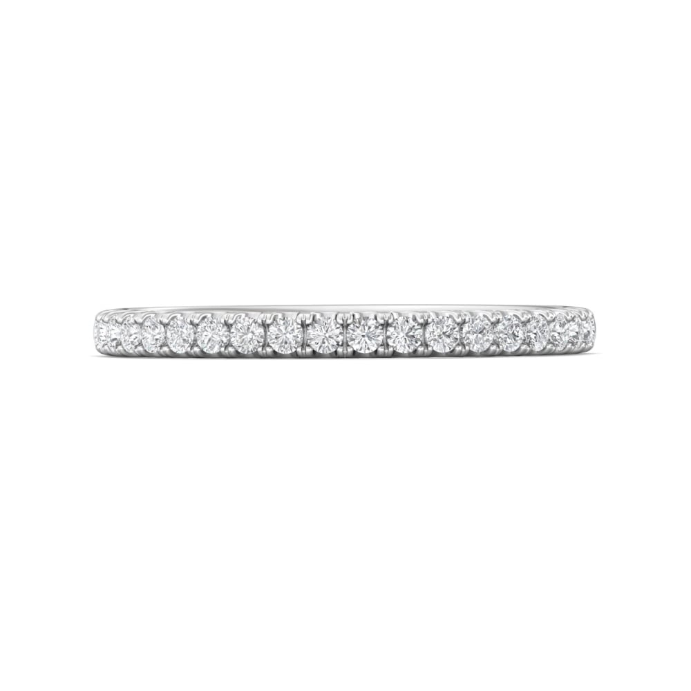 FlyerFit® 14K White Gold Micropave Cutdown Wedding Band