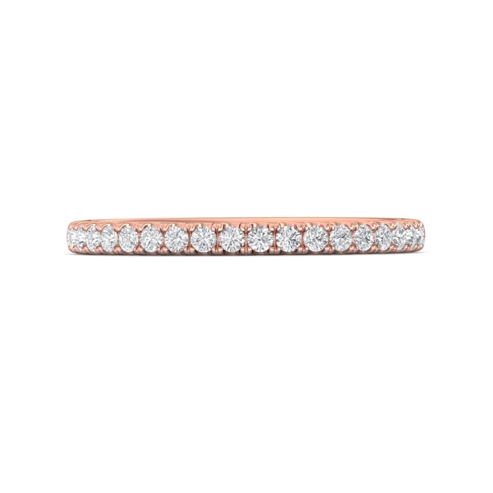 FlyerFit® 18K Pink Gold Micropave Cutdown Wedding Band