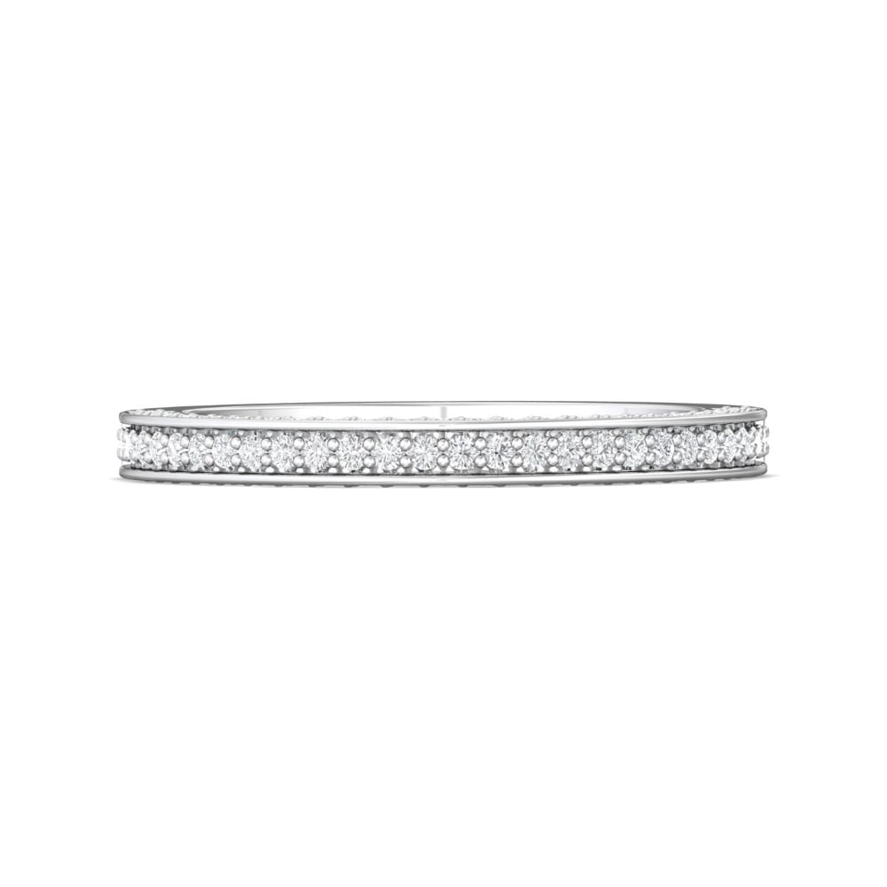 FlyerFit® 18K White Gold Micropave Bead Set Wedding Band