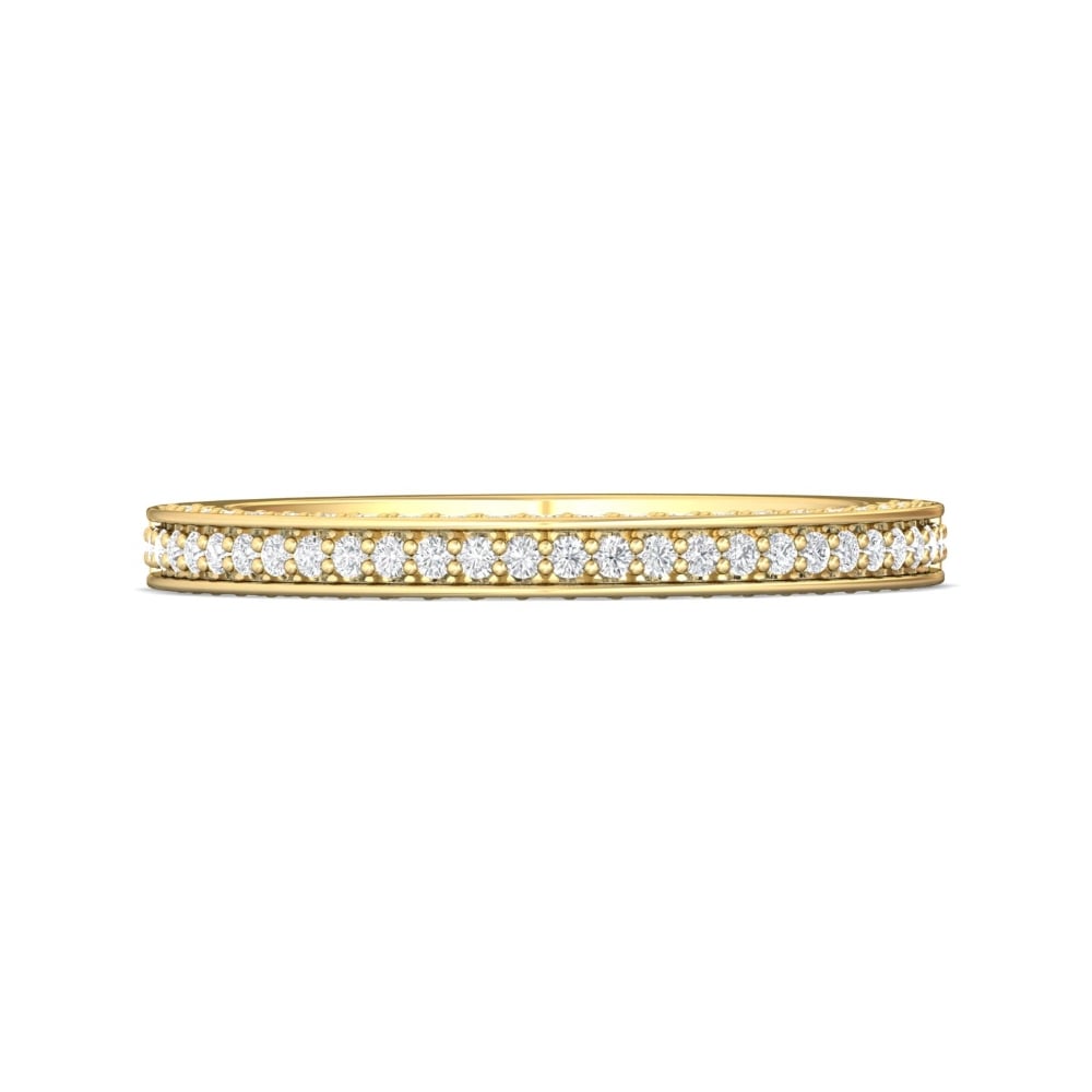 FlyerFit® 18K Yellow Gold Micropave Bead Set Wedding Band