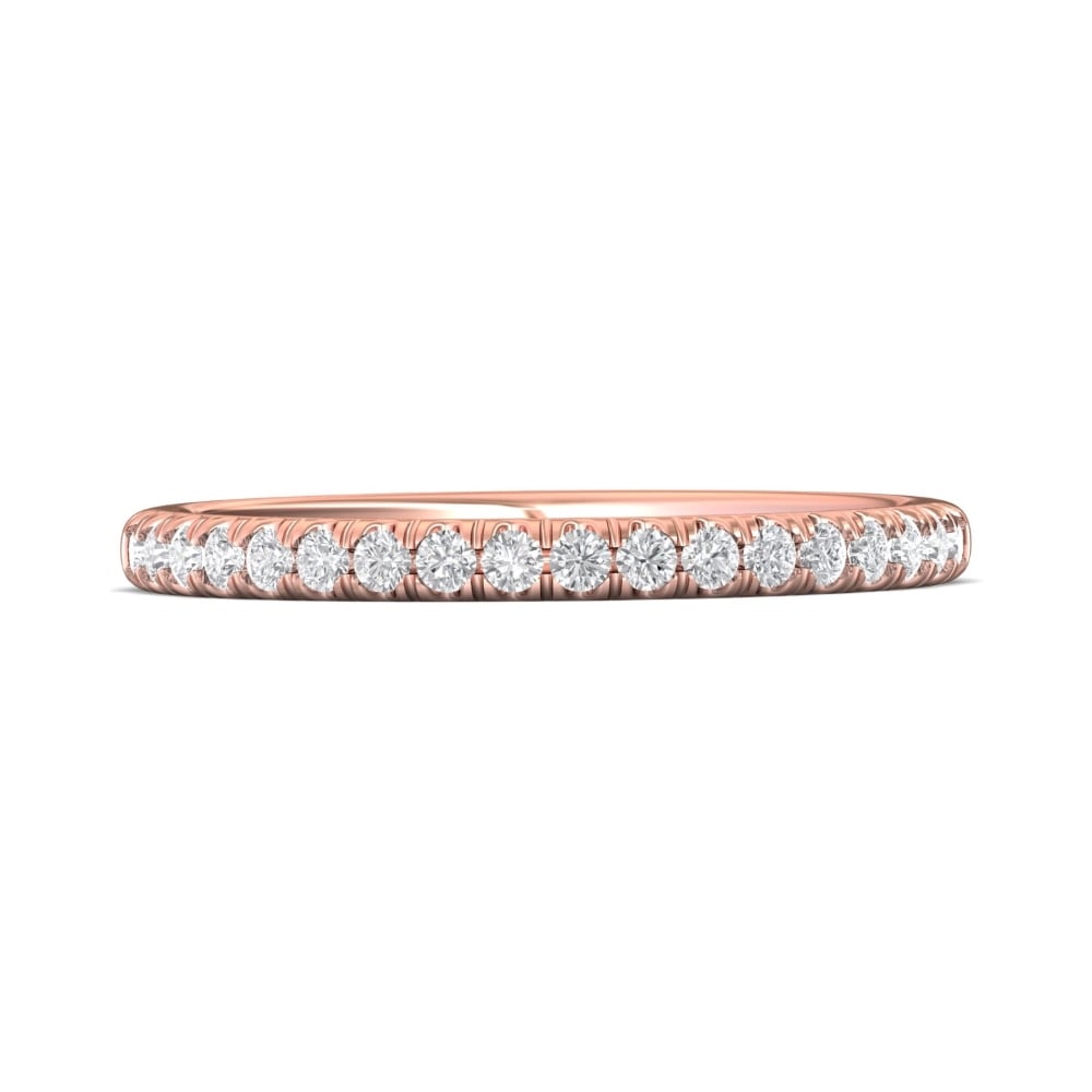 FlyerFit® 14K Pink Gold Micropave Cutdown Wedding Band