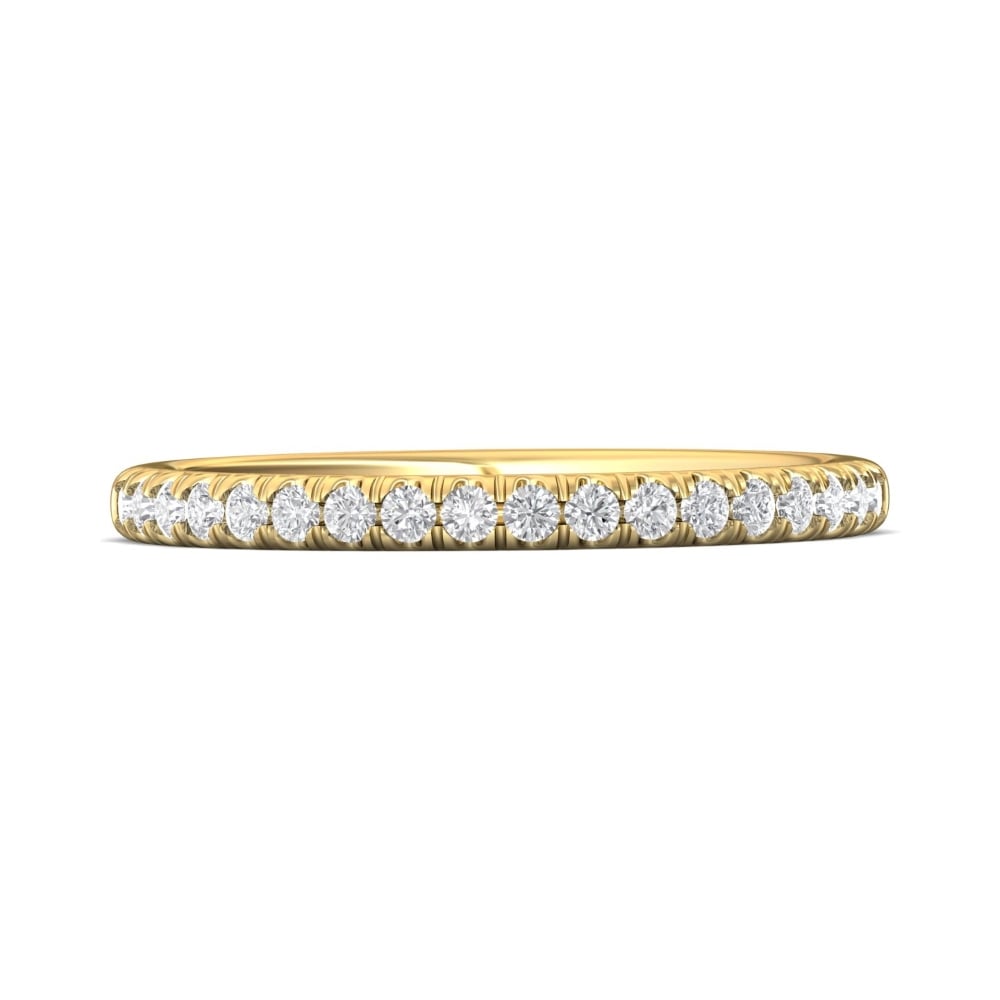 FlyerFit® 18K Yellow Gold Micropave Cutdown Wedding Band