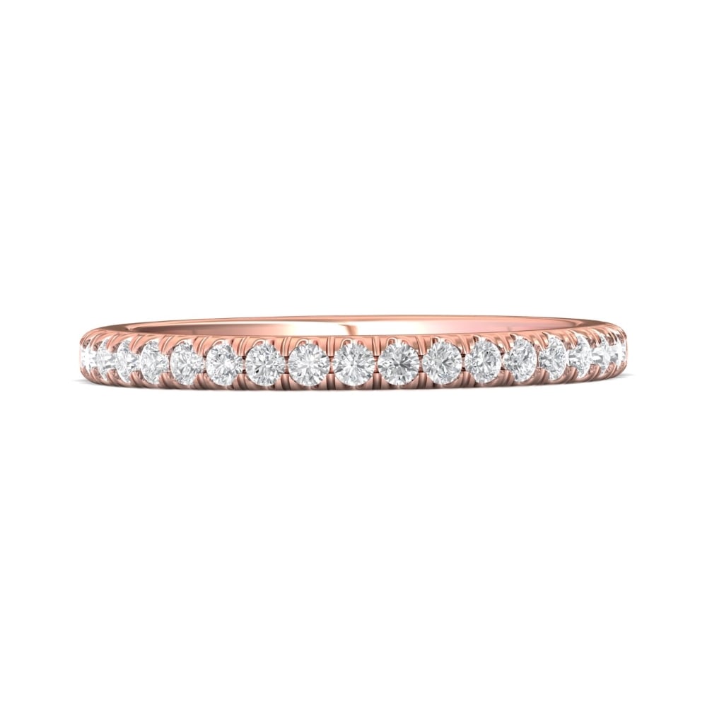 FlyerFit® 14K Pink Gold Micropave Cutdown Wedding Band