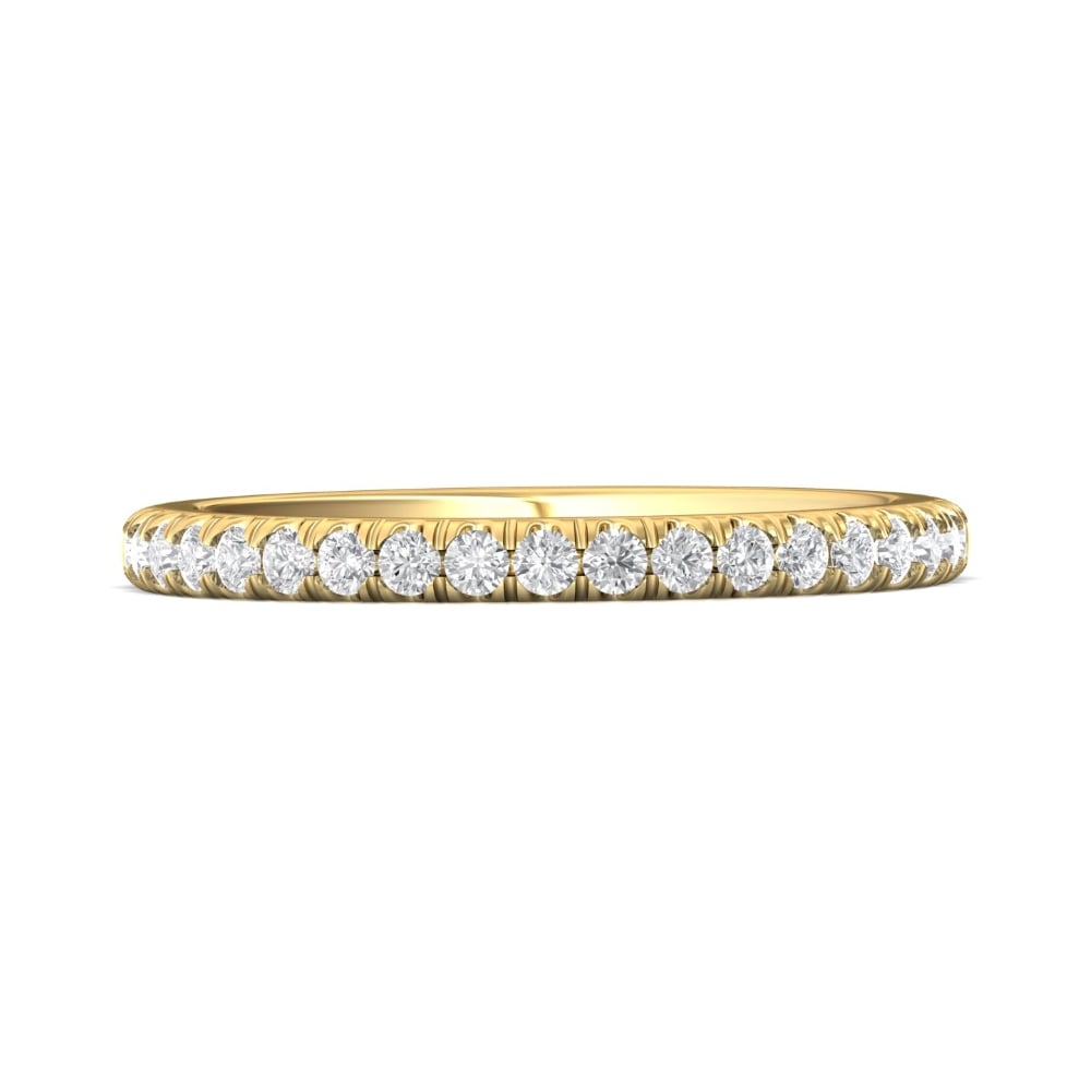 FlyerFit® 18K Yellow Gold Micropave Cutdown Wedding Band