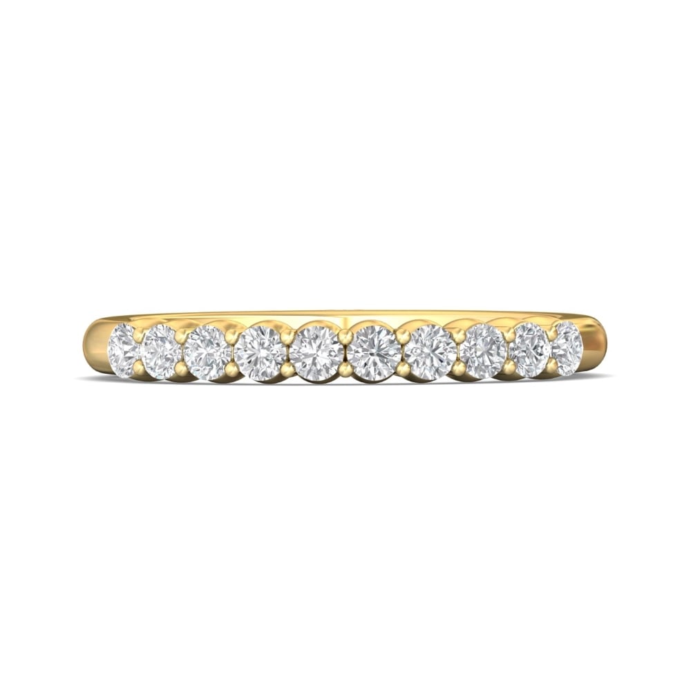 FlyerFit® 18K Yellow Gold Shared Prong Wedding Band