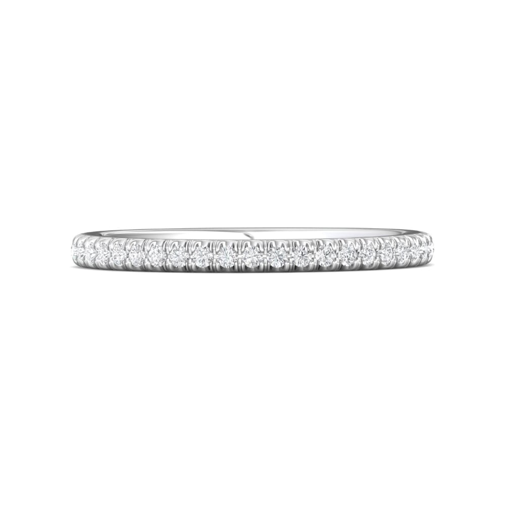 FlyerFit® 18K White Gold Micropave Cutdown Wedding Band