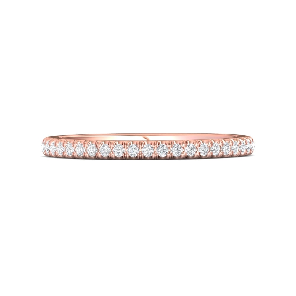 FlyerFit® 18K Pink Gold Micropave Cutdown Wedding Band