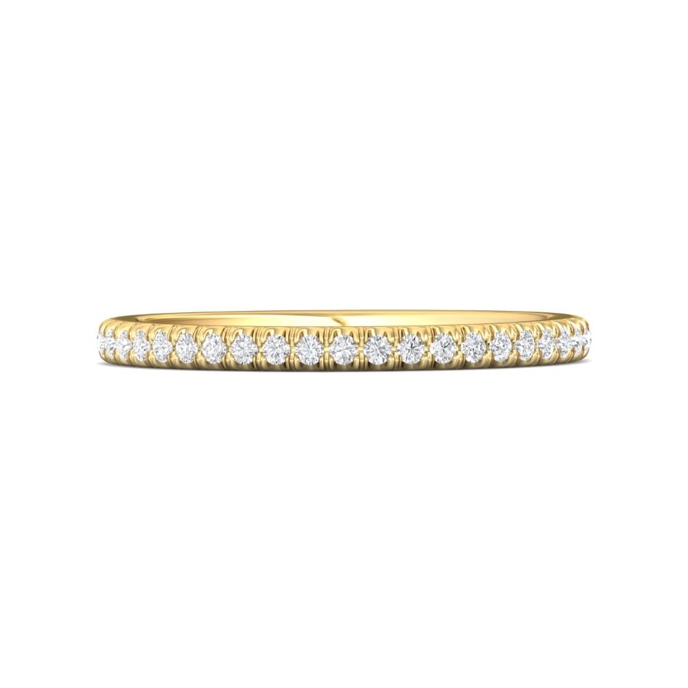 FlyerFit® 14K Yellow Gold Micropave Cutdown Wedding Band